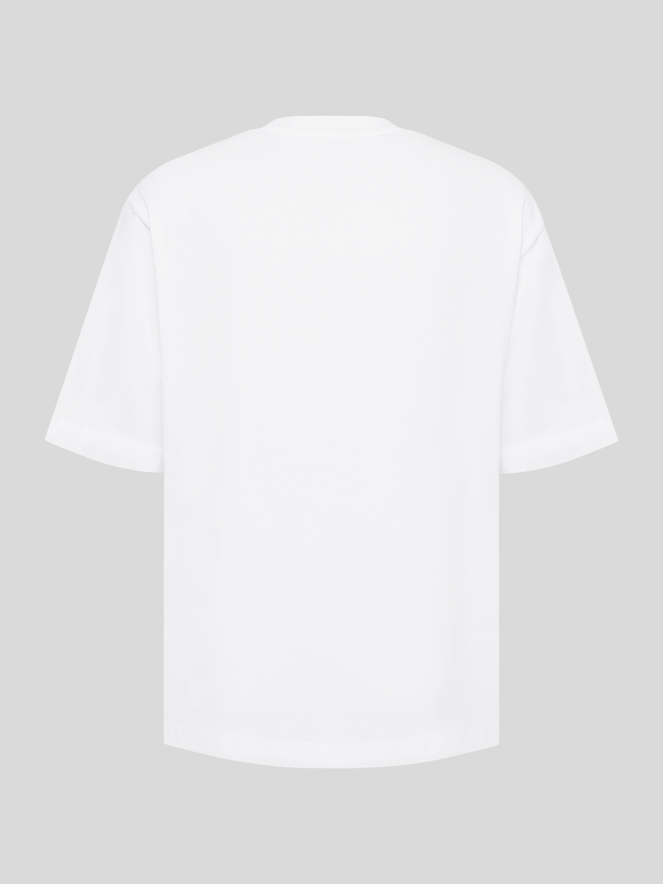 Rückseite des weißen Tokio-Hotel T-Shirts ohne Print, schlichtes Design.
