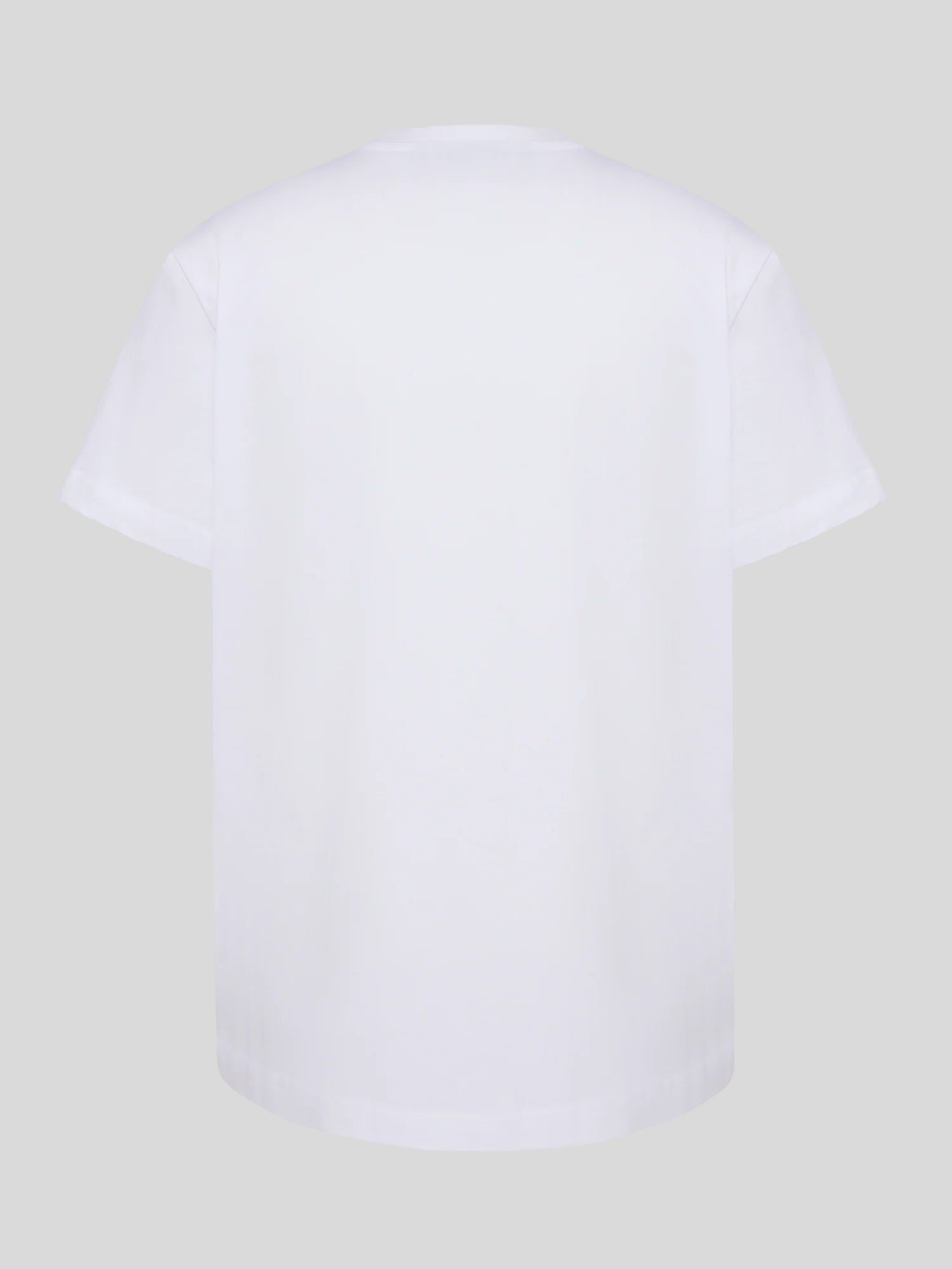 Weißes T-Shirt mit klassischem Rundhalsausschnitt und minimalistischem Design – die Rückseite ist komplett unbedruckt und einfarbig weiß.